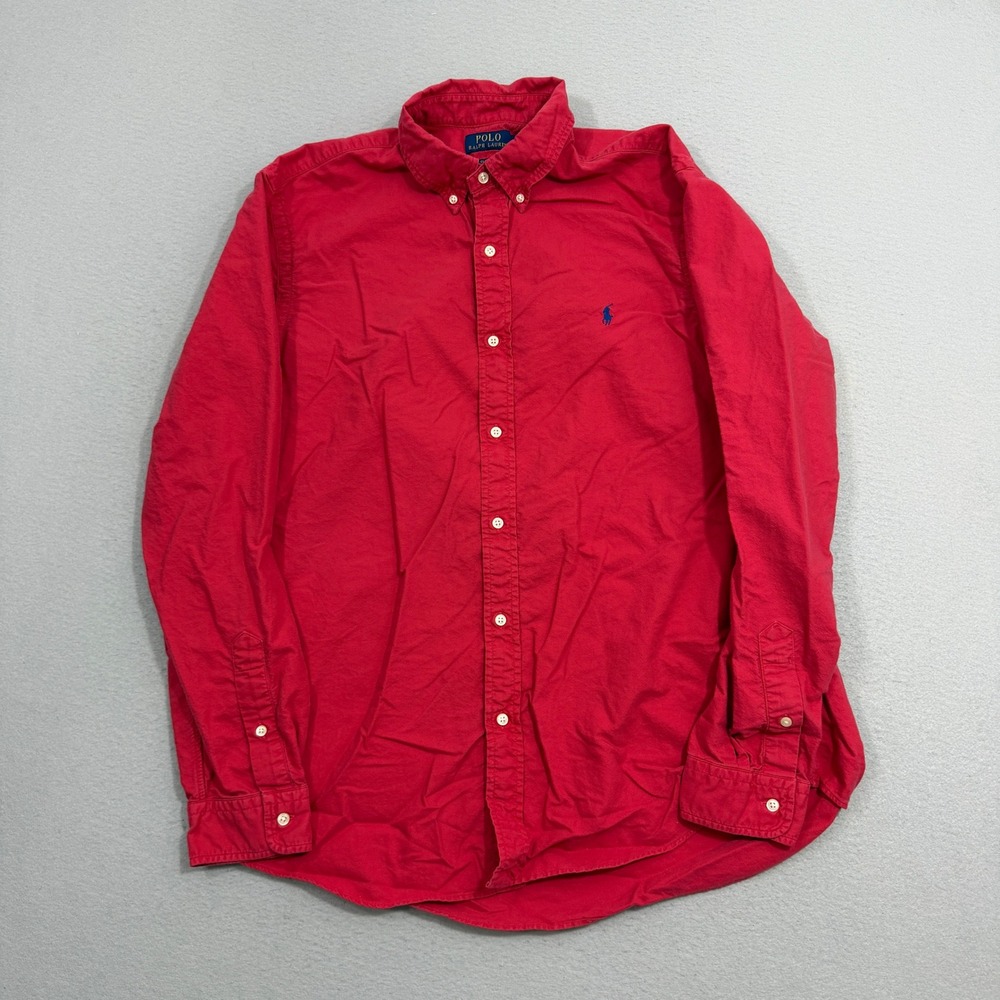 Polo Ralph Lauren Shirt Mens XL Red Classic Fit Button Down Long Sleeve Cotton